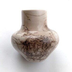 Native American Navajo Horse Hair Pottery Vase signed VAIL Mint Condition